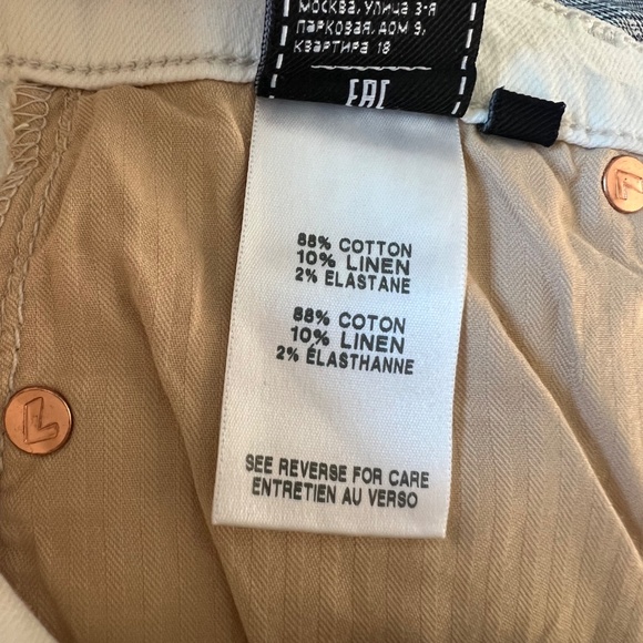 7 For All Mankind Modern Dojo Flare White Linen Blend Jeans Women's Size 27 NWT - Picture 7 of 7